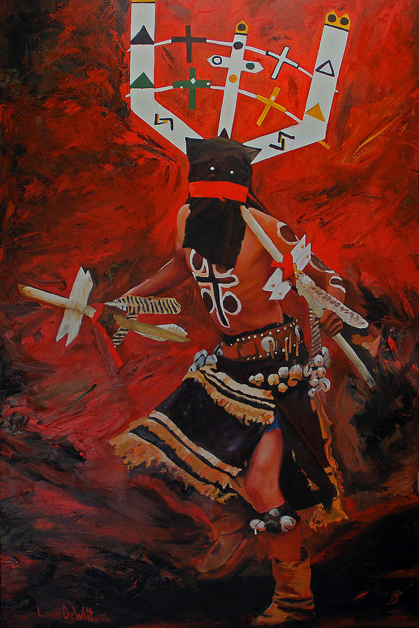 600x900 Whiteriver Apache Painting By Lane Dewitt - Apache Painting