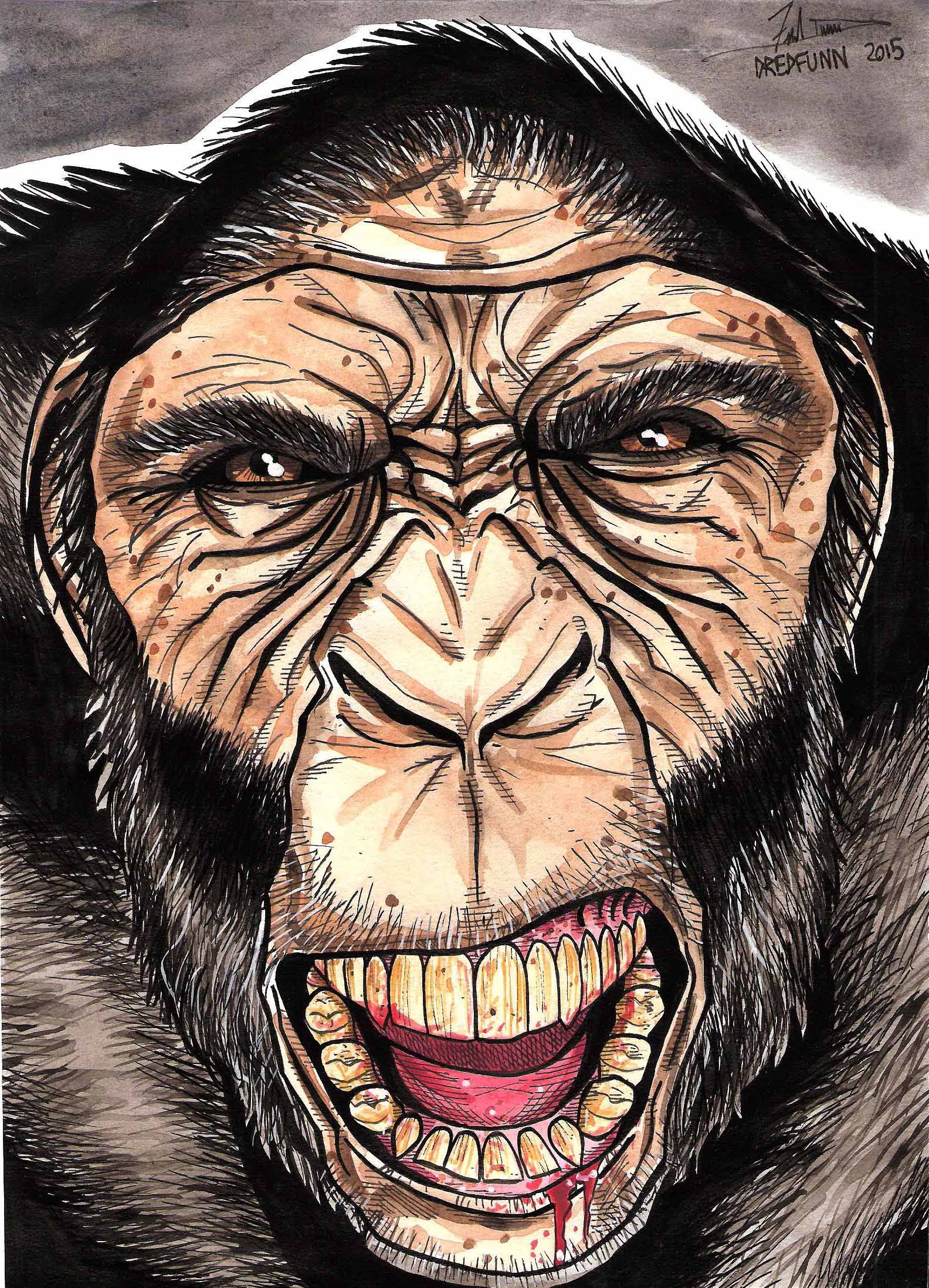 1584x2195 Painting Neanderthal Ape A Dredfunn Original Reconstruction - Ape Painting