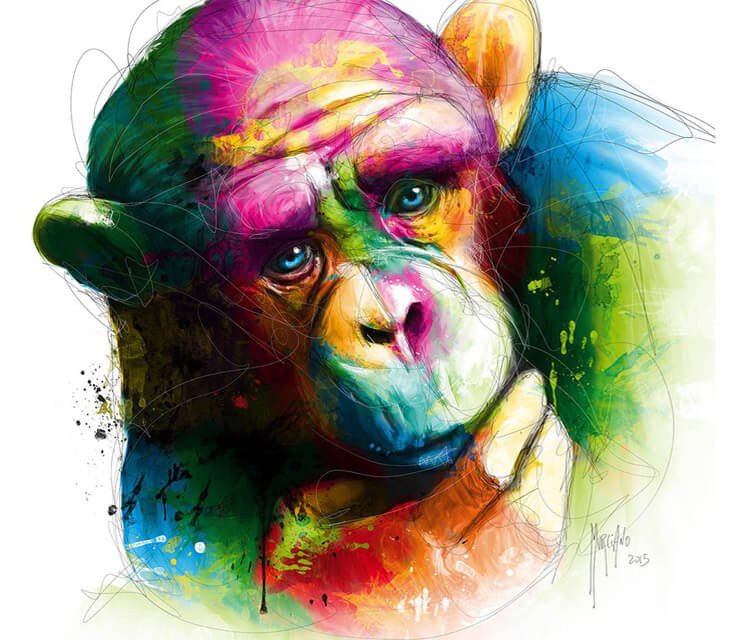 750x640 The Origins Ape By Patrice Murciano No. 870 - Ape Painting