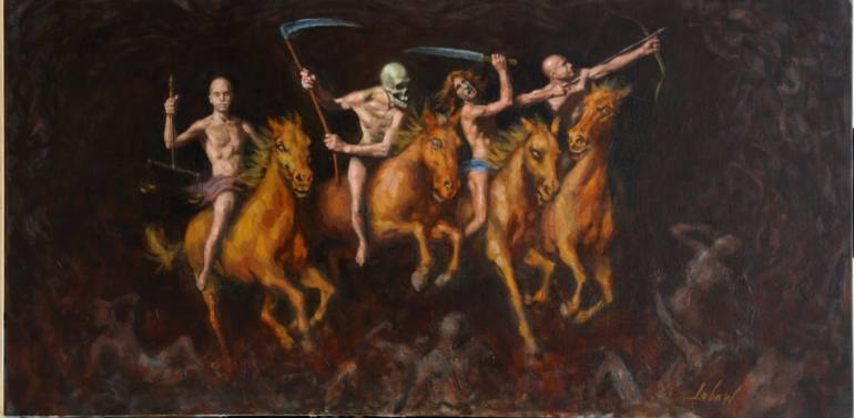 770x377 Saatchi Art Four Horsemen Of The Apocalypse Painting By Dave Lebow - Apocalypse Painting