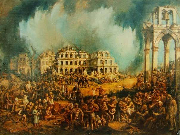 605x455 Apocalypse Vukovar Painting By Gabor Urban - Apocalypse Painting