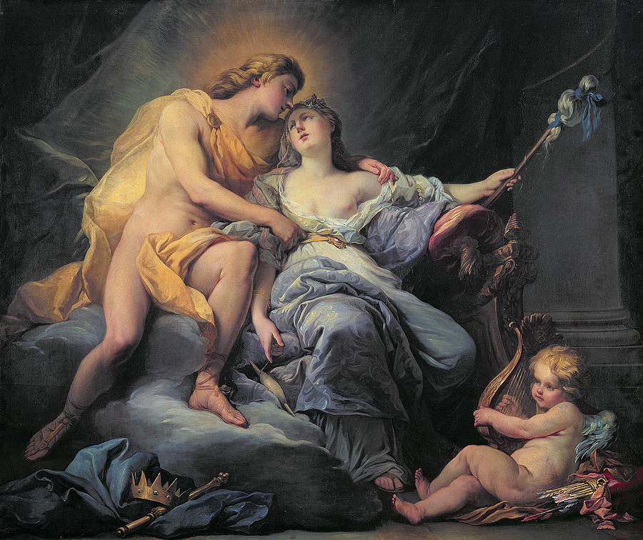 900x756 Apollo Caressing The Nymph Leucothea Painting By Antoine Boizot - Apollo Painting
