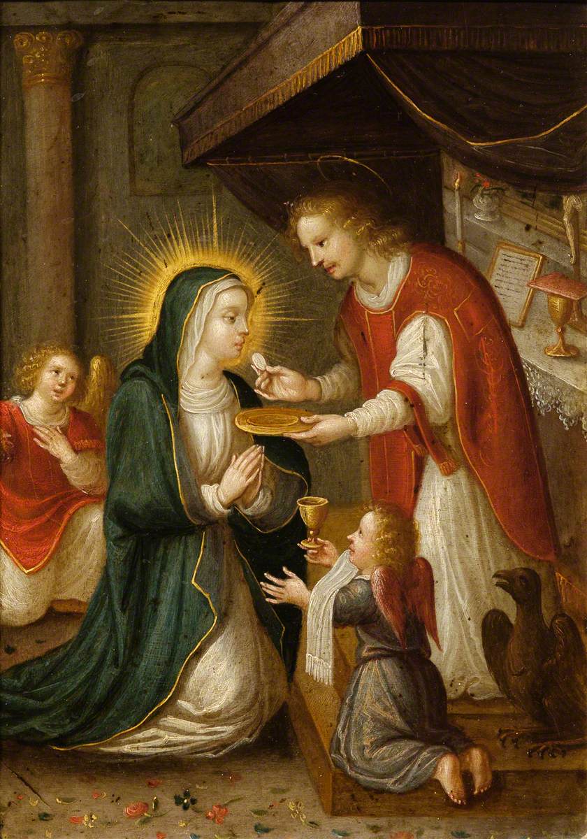 840x1200 Virgin Mary Receiving Eucharist From Saint John - Apostle Painting