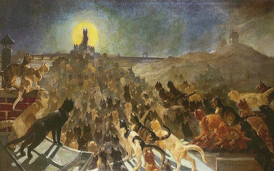 900x562 Apotheosis Of Cats Painting By Theophile Steinlen - Apotheosis Painting