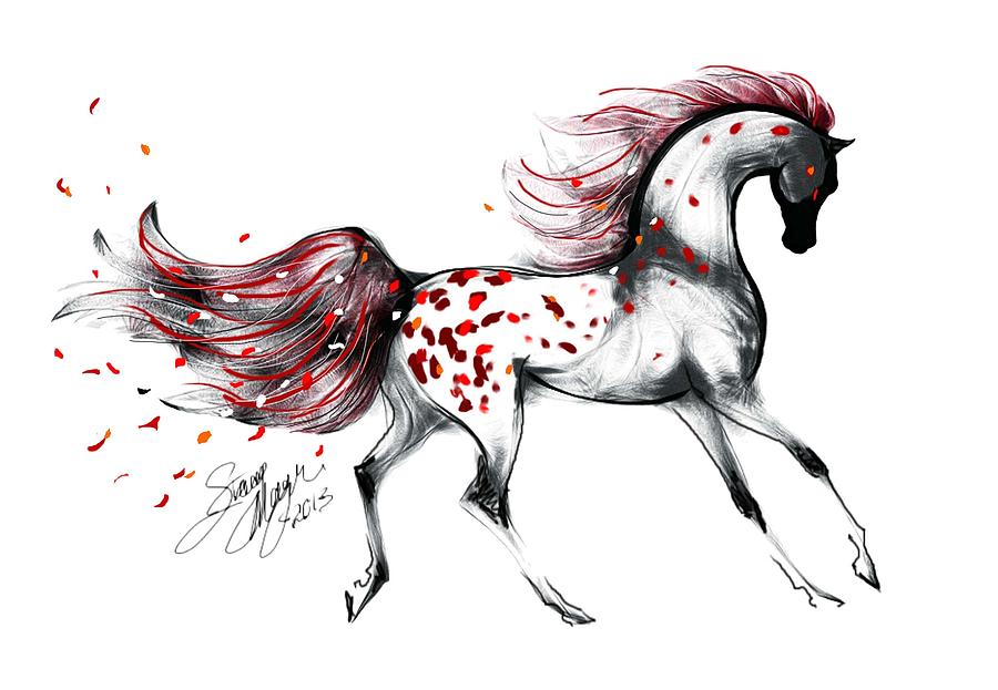 900x623 Appaloosa Rose Petals Horse Digital Art By Stacey Mayer - Appaloosa Horse Painting