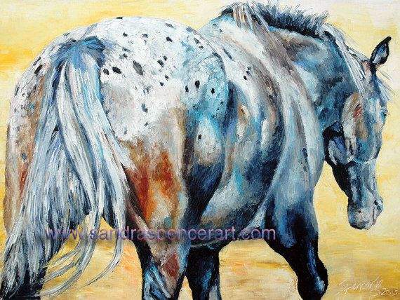 570x428 Original Appaloosa Horse Oil Painting 18x24 Painted By Knife Art - Appaloosa Horse Painting
