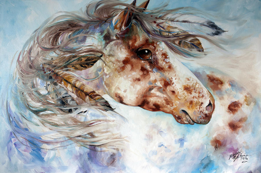 900x598 Thunder Appaloosa Indian War Horse Painting By Marcia Baldwin - Appaloosa Horse Painting