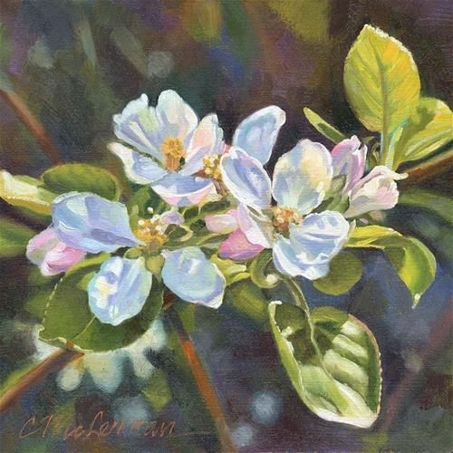 500x500 Daily paintworks  +apple+blossom+glow+ +original+fine+art+for+ - Apple Blossom Painting