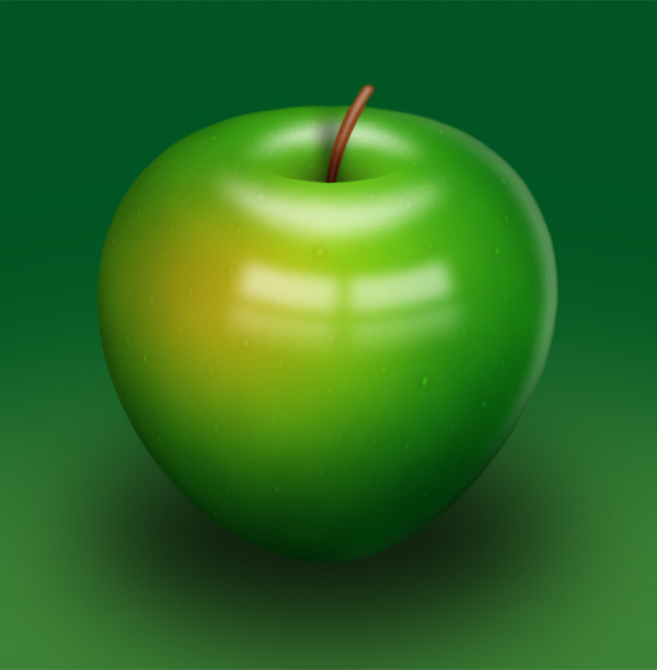 600x612 How To Draw A Delicious Green Apple In Photoshop Upgrade - Apple Green Painting