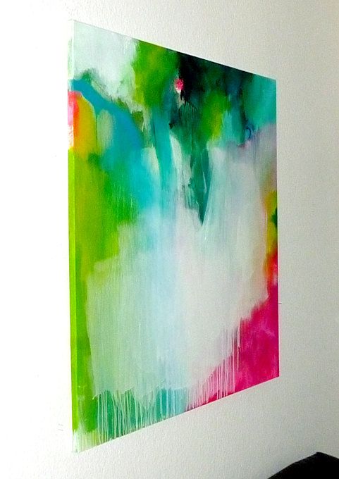 481x680 Original Large Xxl Abstract Painting, Abstract Art, Modern - Apple Green Painting
