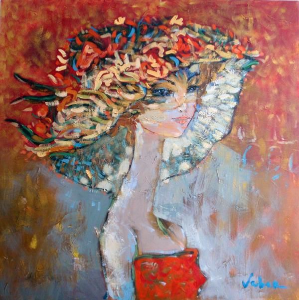 600x601 Hat With Flowers (Oksana Veber) - Apple Hat Painting