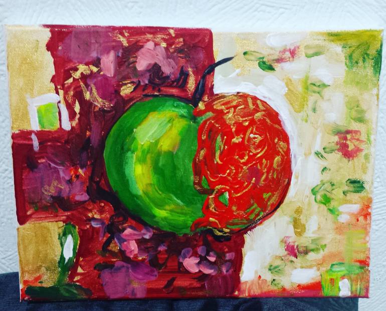 770x622 Saatchi Art The Apple Painting By Mihaela Panaitescu - Apple Hat Painting