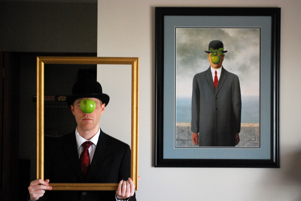 1024x685 Self Portrait In Magritte Of All The Things I'Ve Dressed - Apple Hat Painting