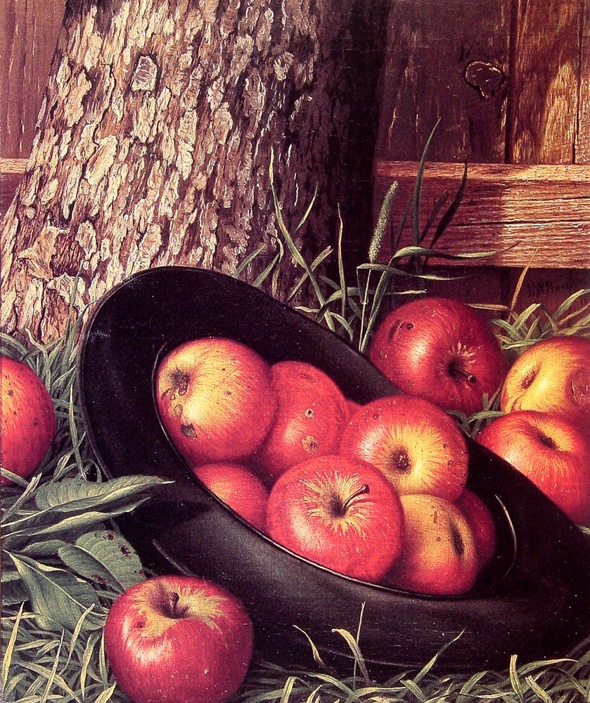 839x1000 Still Life Of Apples In A Hat Painting Levi Wells Prentice Oil - Apple Hat Painting