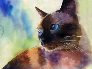 300x226 Giclee Print Applehead Apple Head Siamese Cat Art Painting Seal - Apple Head Painting