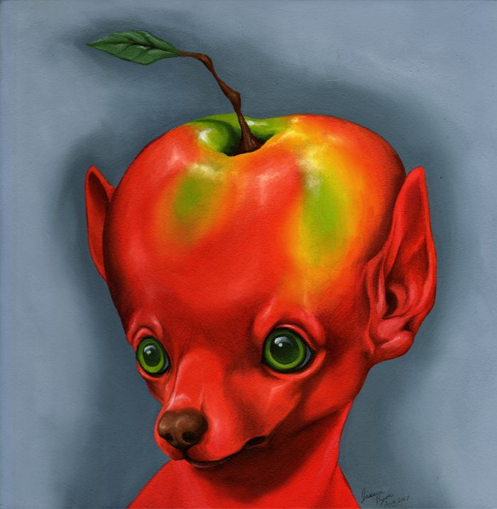 700x717 Surrealismfantasy Jessica Pryor - Apple Head Painting