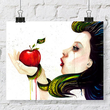 354x354 Temptation Watercolor Painting With Green From Corso Graphics - Apple Head Painting