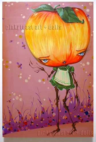 337x500 Apple Head Girl Painting Pinkytoast - Apple Head Painting