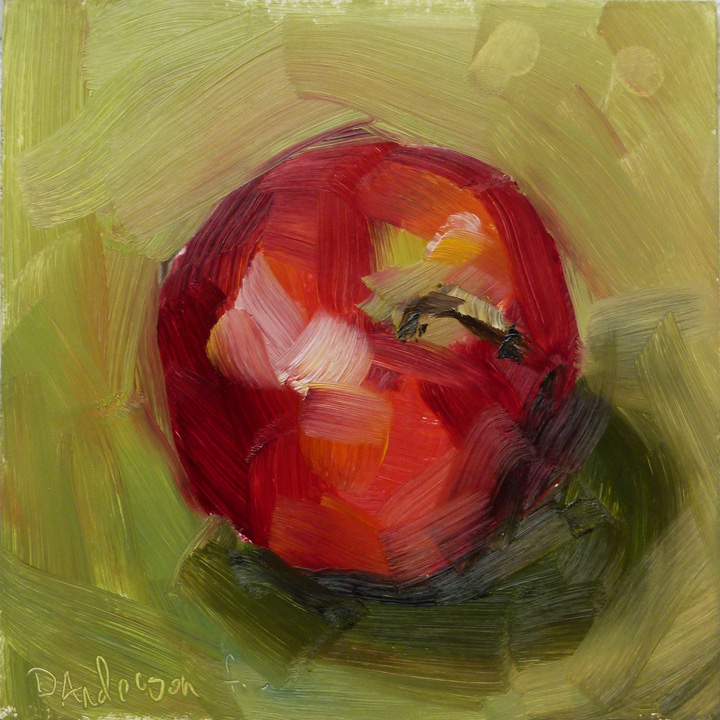 720x720 Painting Demo Apple On Green Deb Anderson, Painting - Apple Oil Painting