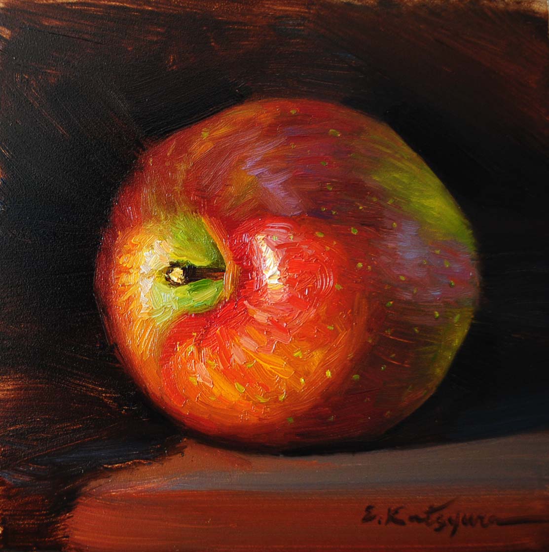 1113x1119 Paintings By Elena Katsyura Shadow Apple - Apple Oil Painting