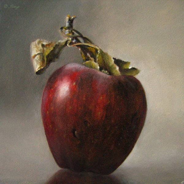 600x600 Realism Still Life Apple The Fateful Temptation 5x5 In. Oil - Apple Oil Painting
