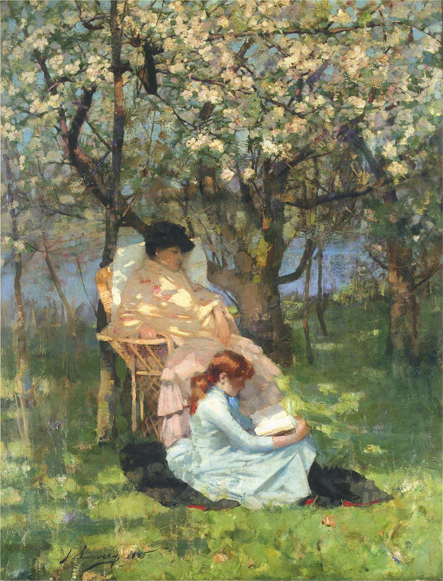 885x1161 Convalescence In The Apple Orchard Painting Sir John Lavery Oil - Apple Orchard Painting