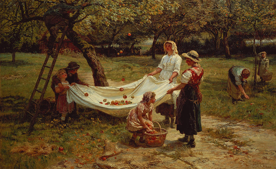 900x551 The Apple Gatherers Painting By Frederick Morgan - Apple Orchard Painting