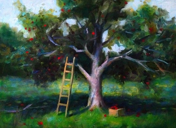 570x415 Apple Orchard Oil Painting - Apple Orchard Painting