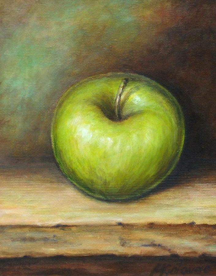 705x900 Green Apple Painting By Mirjana Gotovac - Apple Painting
