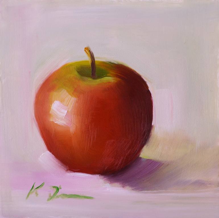 770x767 Saatchi Art Lonely Red Apple Painting By Katarina Vicenova - Apple Painting