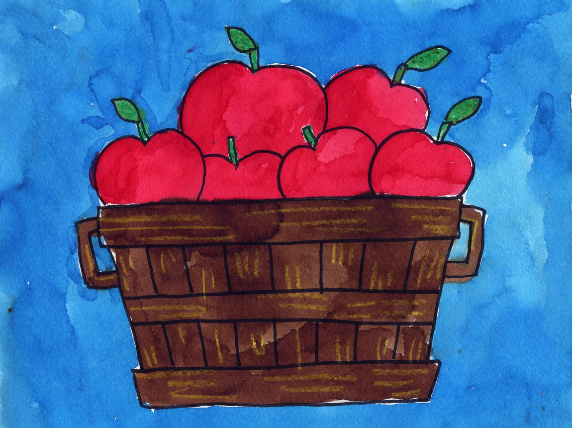 1150x860 Art Projects For Kids Layered Apple Basket Painting Projects - Apple Painting For Kids