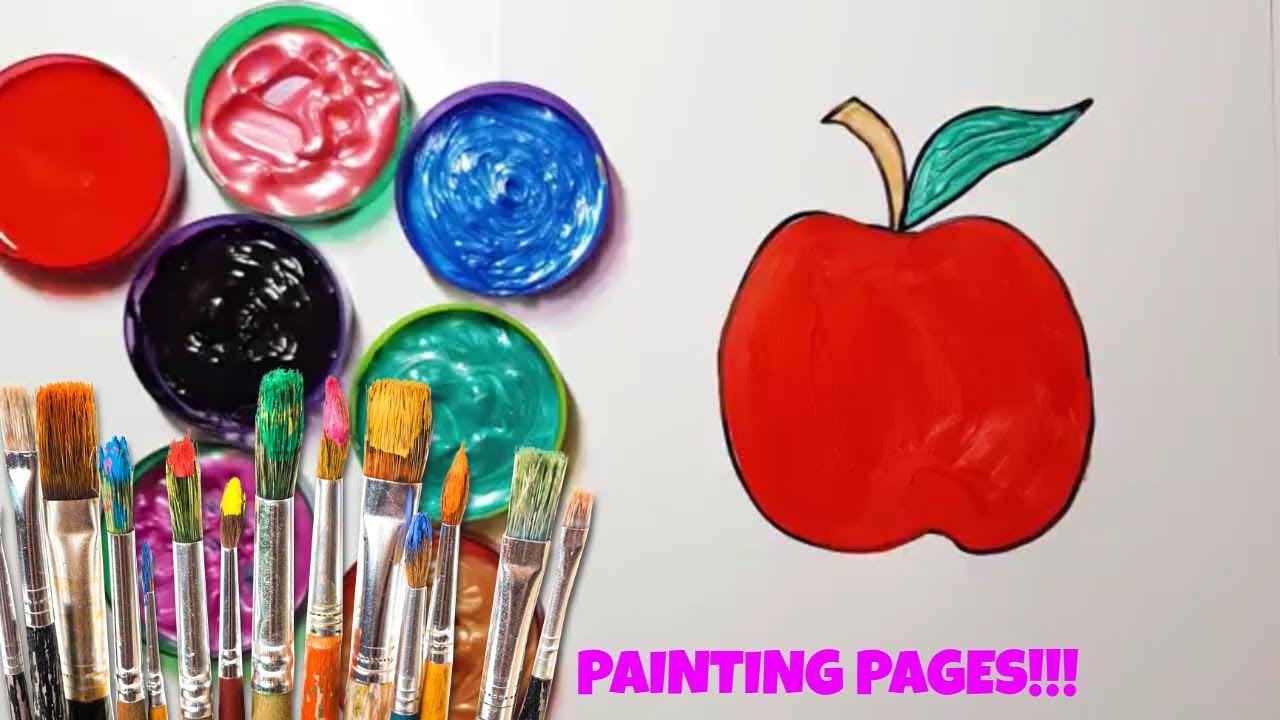 1280x720 How To Draw Kids An Apple Painting An Apple Painting Pages - Apple Painting For Kids