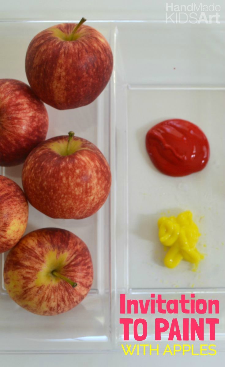 735x1200 How To Set Up An Invitation To Paint With Apples Art - Apple Painting For Kids