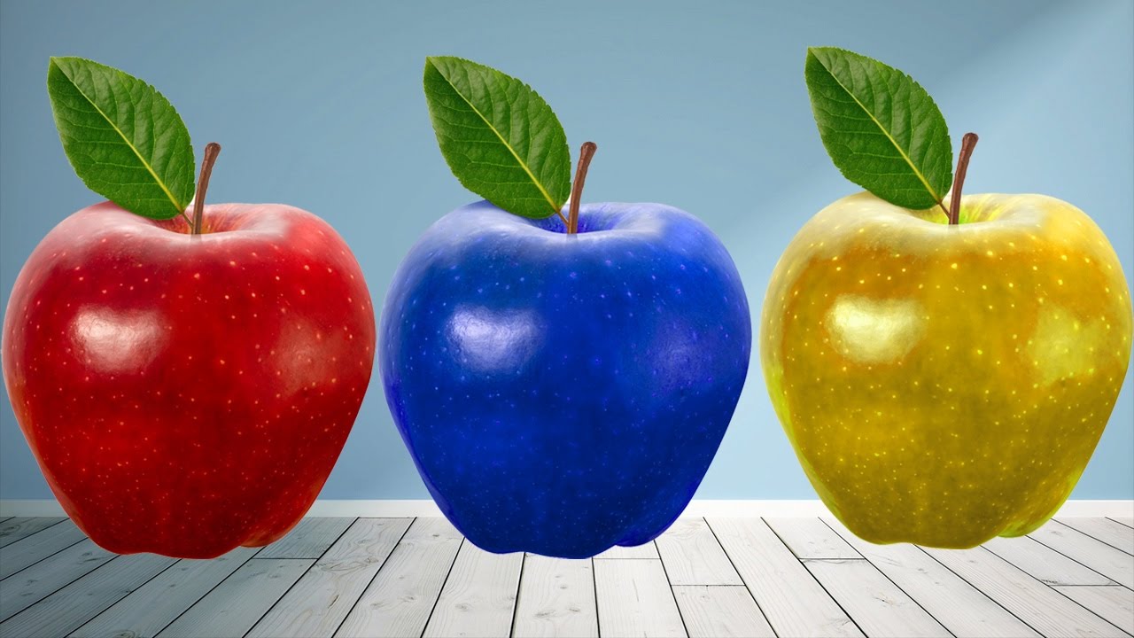 1280x720 Learning Colors With Apple, Cow, Ice Cream Teach Colours Baby - Apple Painting For Kids