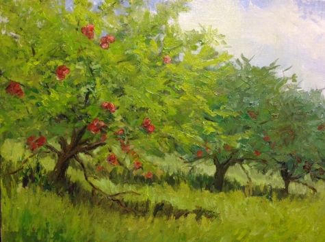475x354 Landscape Original Art Paintings - Apple Tree Painting