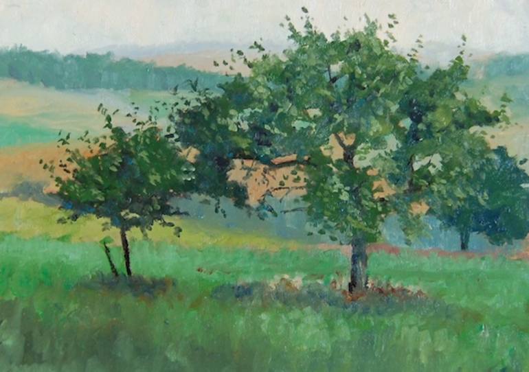 770x542 Saatchi Art Landscape With Apple Tree Painting By Wolfram Diehl - Apple Tree Painting