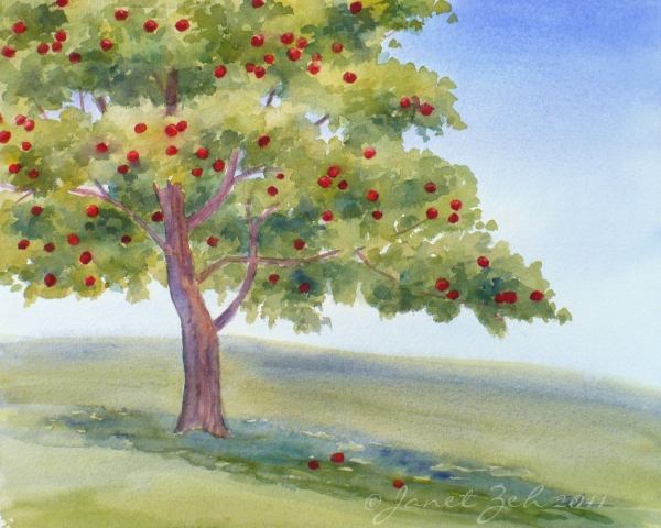 600x480 Zeh Original Art Blog Watercolor And Oil Paintings Apple Tree - Apple Tree Painting