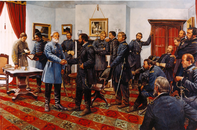 668x440 The Surrender By Keith Rocco - Appomattox Court House Surrender Painting