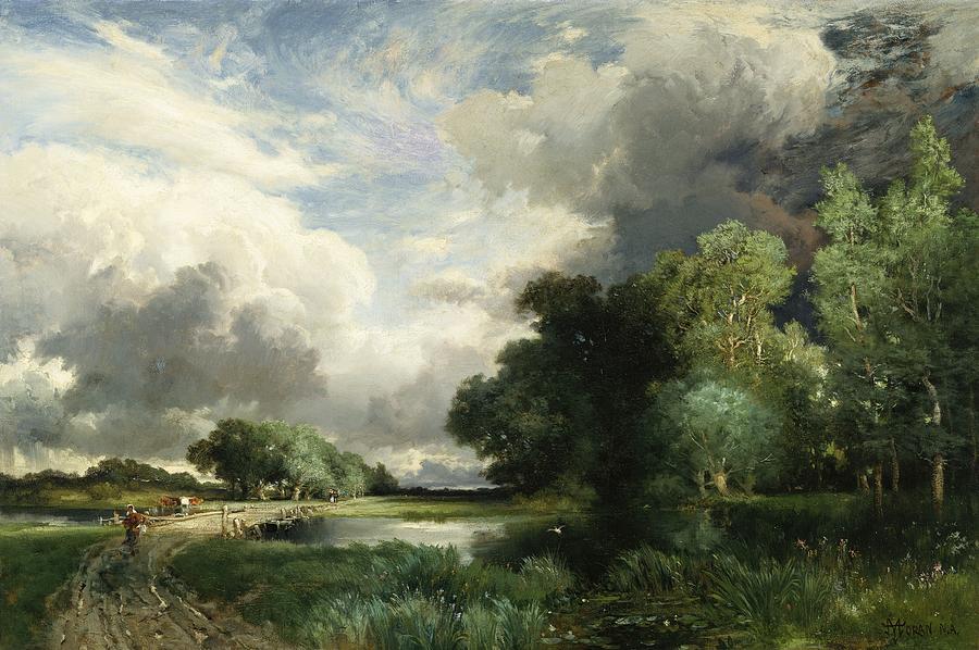 900x598 Approaching Storm Clouds Painting By Thomas Moran - Approaching Storm Painting