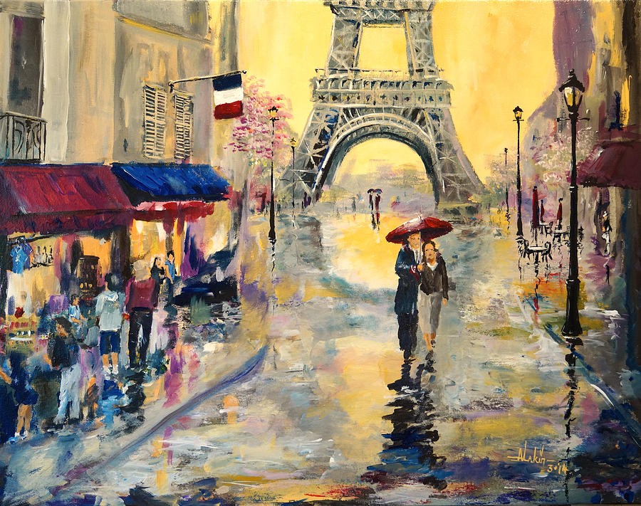 900x711 April In Paris Painting By Alan Lakin - April In Paris Painting