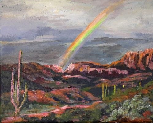 499x400 April Showers In The Desert - April Showers Painting