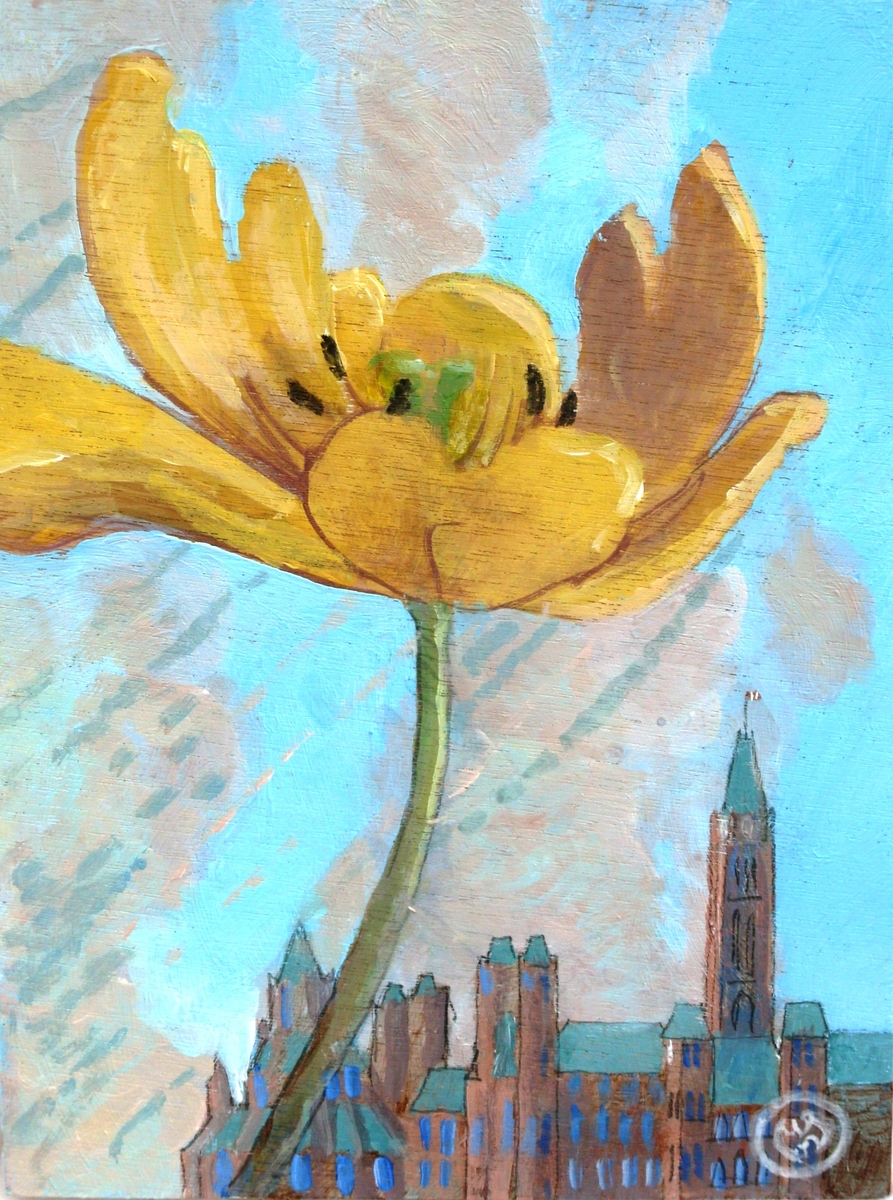 893x1200 Cityscape Acrylic Paintings April Showers Bring May Flowers By - April Showers Painting
