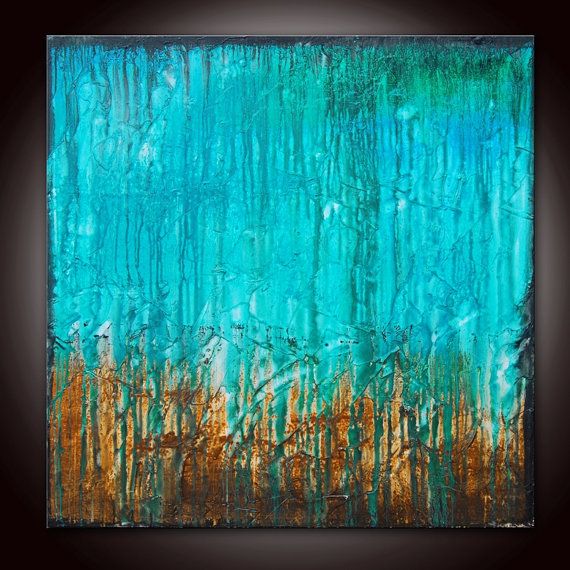 570x570 Huge 48 Abstract Ocean Painting - Aqua Blue Painting