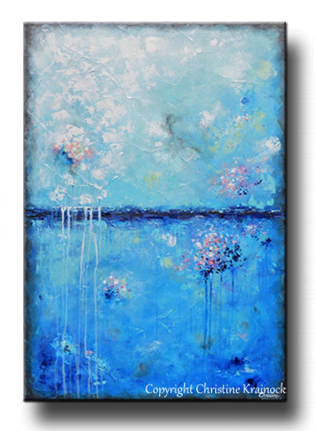 1024x1395 Original Art Blue Abstract Painting Aqua Blue Textured Modern - Aqua Blue Painting