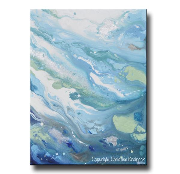 600x580 Custom For Ellen Giclee Print Art Modern Blue Abstract Painting - Aqua Blue Painting