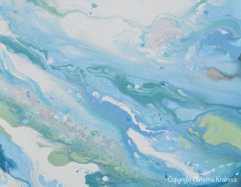 480x373 Custom For Ellen Giclee Print Art Modern Blue Abstract Painting - Aqua Painting