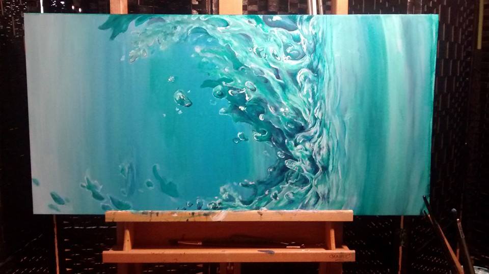 960x539 Abstract Acrylic Painting Aqua By Kimmyxox - Aqua Painting