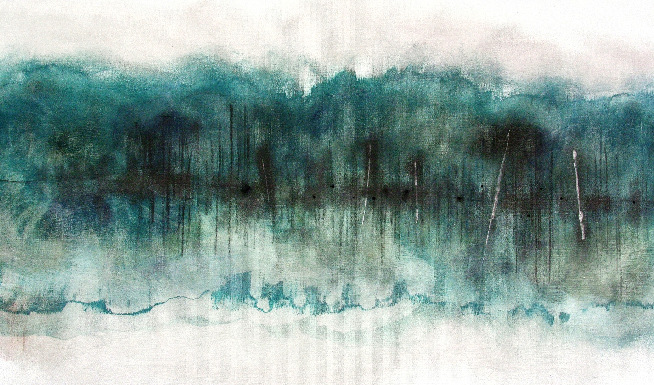 2500x1473 Nouveau Aqua Nova Triptych - Aqua Painting