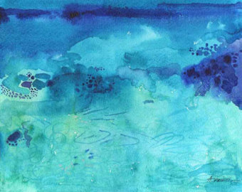 340x270 Solitude 24x24 Original Art Ocean Painting Ocean Seascape - Aqua Painting