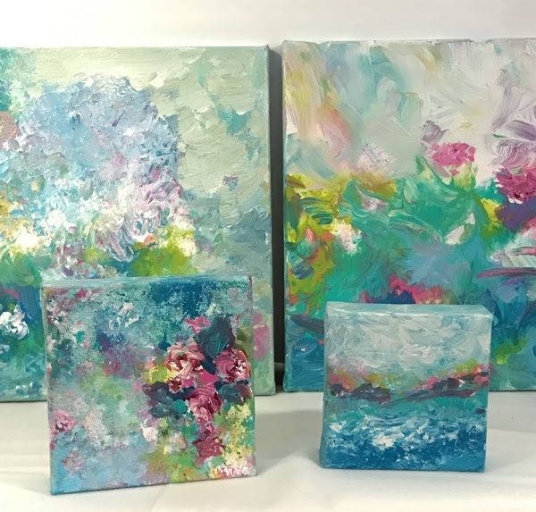 600x573 Turquoise Mixed Media Debbie Viola - Aqua Painting